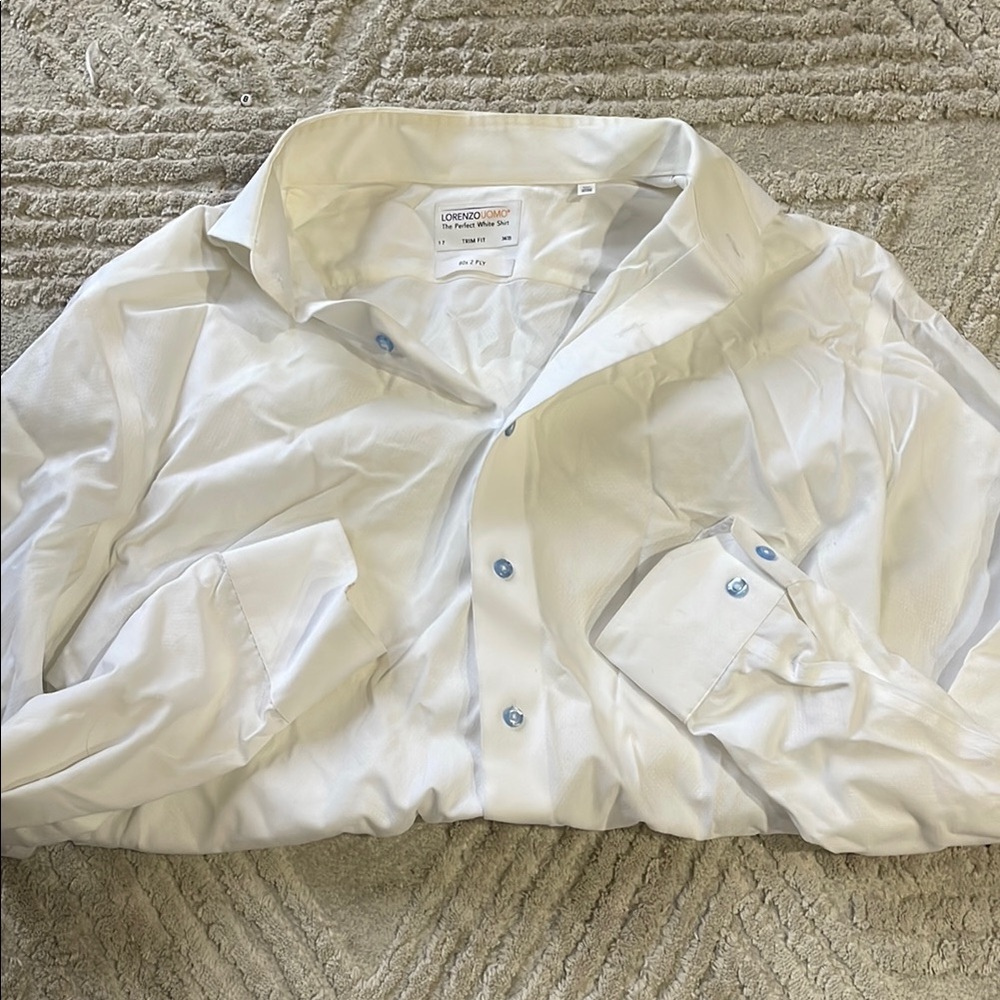 Lorenzo Uomo trim fit neck 17 34/35 Men's White Shirt